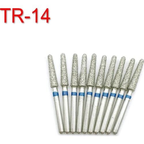 10pcs Dental Lab Diamond Burs Drill Polishing Smoothing Whitening for High Speed Handpiece TR-14