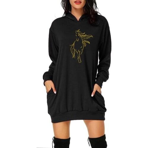 2020 New Creative Horse Women Cotton Tassel Casual Hoodie Clothing Animals Sweatshirt Long Sleeve O-Neck Womens Dress Top