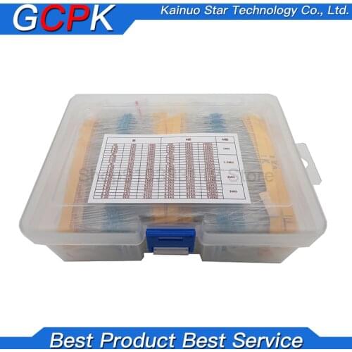 2600pcs 130 Values 1/4W 0.25W 1% Metal Film Resistors Assorted Pack Kit Set Lot Resistors Assortment Kits Fixed capacitors