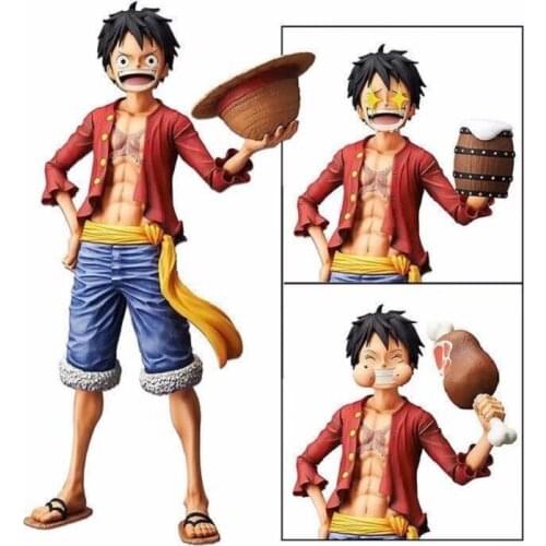 28cm Anime Figurines One Piece 2nd Generation Three Forms Star Eyes Eating Meat Monkey D Luffy PVC Action Figure Collection Mode