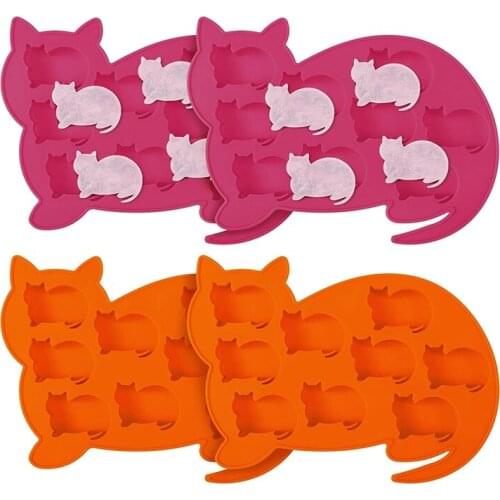 4 Pieces Cat Shape Silicone Ice Square Trays Mold,Candy Making Mold,For Making Ice Square,Chocolate,Jello,Cake Decor