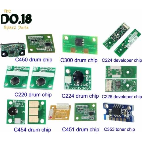 45K C200 C203 C253 C353 C210 toner cartridge chip for Konica Minolta Bizhub C208 C218 C250 C252 C350 C450 C351 drum chip