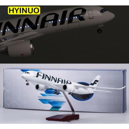 47CM 1/142 Scale Airline Airbus A350 Finland FINNAIR Airplane Model W Light and Wheel Diecast Plastic Resin Plane For Collection