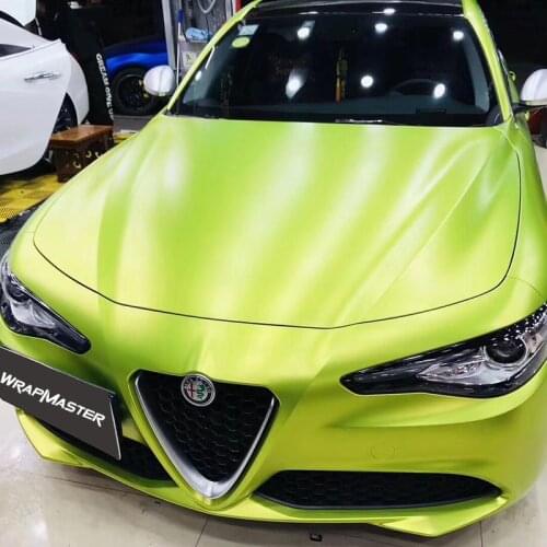 Satin Metallic PVC Vinyl Lemon Green Custom Car Wraps 1.52*18m