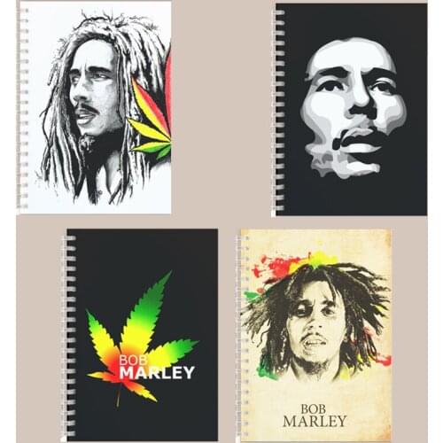 Bob Marley Quotes Spiral Notebook ONE LOVE and Lion Poster Black and White Cover Note Book Sketch Graffiti Notepad