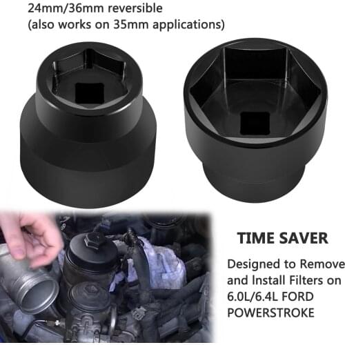 Bolaxin For 2003-2010 Ford 6.0L / 6.4L Powerstroke Diesel Fuel Filter/Oil Filter Flip Socket Black Trucks