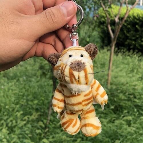 5 Pcs Yellow Stripe Tiger Pendant Stuffed Plush Keyring, Key holder / Keychain Gift Free Shipping