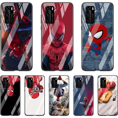 Tempered Glass Cover Marvel Spider-Man For Huawei P40 P30 P20 P10 Pro Plus Lite 5G 2019 Phone Case
