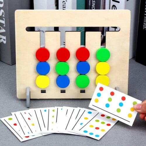 Kids Montessori Toys Educational Learning Wooden Toys Four Colors and Fruit Double Sided Pairing Children Logical Reasoning Game