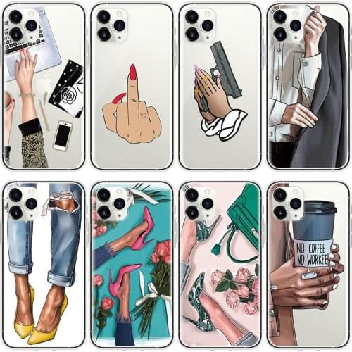 Fashion Woman High Heels Boss Phone Case For iPhone 12 Pro Max mini 7 8 6 6S Plus SE 2020 X XR 11 11pro Xs Max Clear Cover Coque