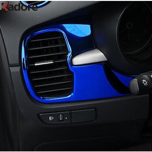 For Kia Rio 4 X-line 2018 2019 Stainless Steel Interior Air Condition Vent Outlet Cover Trim AC Frame Trims Car Accessories LHD