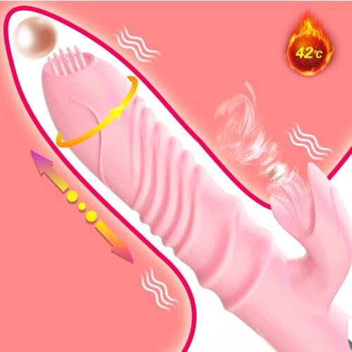 Double Tongue Cunnilingus Vibrator Telescopic Swing Dildo Heating Vagina Clitoris Stimulate Vibrator Adult Sex Toys for Women
