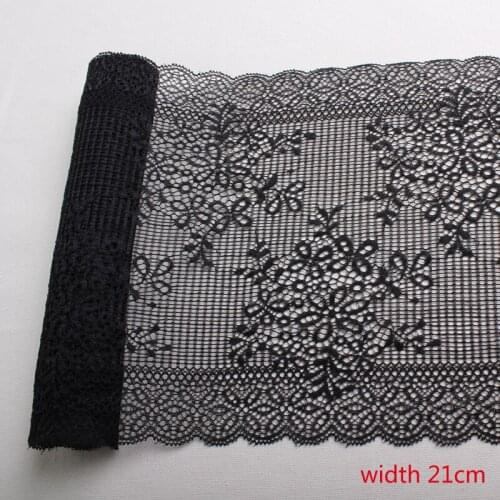 9Yards Wide 21cm White black Elastic Lace Fabric Stretch Lace Trims Ribbon Garment Clothing underwear Sewing Lace Accessories