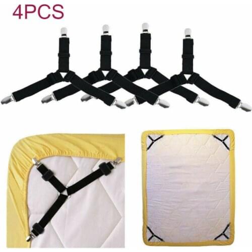 4Pcs/set Elastic Bed Sheet Grippers Belt Fastener Bed Sheet Clips Mattress Cover Blankets Holder Home Organize Gadgets