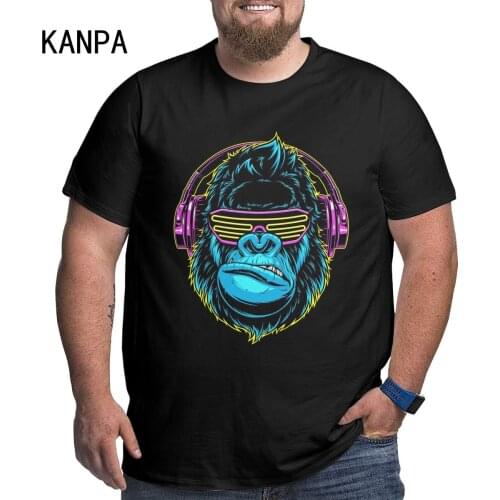 Kanpa Men Plus Size Graphic Orangutan T Shirts Harajuku Oversized T-shirt Short Sleeve Tops Tee Summer Large Loose Tees Black