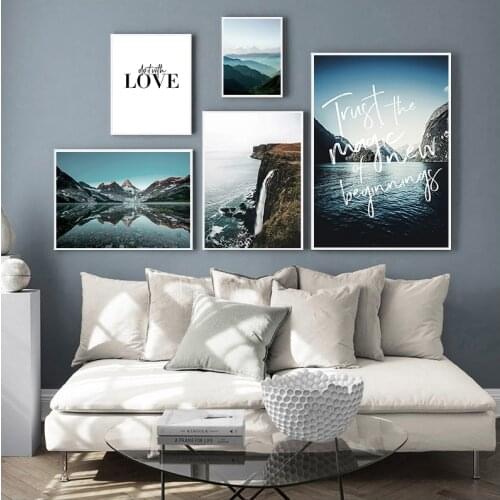 Nature Landscape Poster Nordic Style Mountain Love Quotes Print Wall Art Picture Canvas Painting Scandinavian Home Decoration