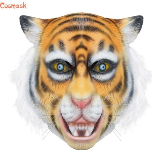 Cosmask Latex Tiger Novel Mask Halloween Cosplay Costume Christmas Easter Costume Party Mask Funny Animal Head Mask