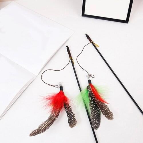 Legendog Cat Play Wand Interactive Long Funny Kitten Feather Wand Toy Cat Fishing Wand Cat Play Toys For Cat Christmas Gifts