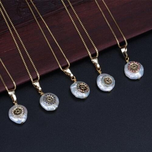 Tiny cz paved multi color disk star of David charm freshwater pearl bead chic gold link chain pendant choker necklaces for women