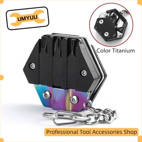 UMYUU Multifunctional Hexagon Outdoor EDC Tool Mini Precision Multi Screwdriver Set Knife Keychain Screwdriver Pocket Fold