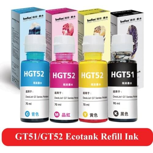 Befon Ecotank Ink Kit Replacement for hp GT51 GT52 GT 51 52 for GT5810 GT5820 5810 5820 310 410 318 319 419 Tank Printer