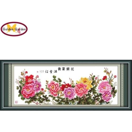 GG Treasures Fill The Home Cross Stitch Flower Embroidery Kits 11CT 14CT Chinese Cross Stitch Painting Patterns for Home Decor