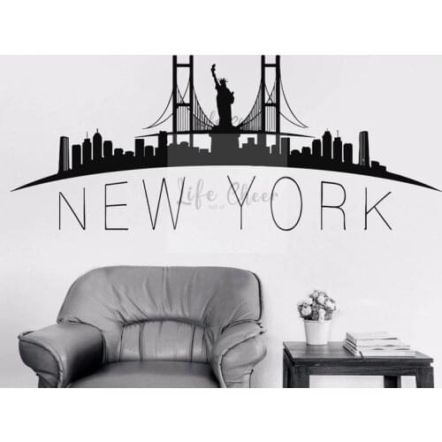 City Silhouette Wall Sticker New York Symbol Building Wall Poster Removable Home Decoration New York Skyline Vinyl Decal AC074