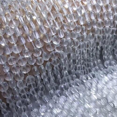 Natural white quartz 3*4 flat round bead transparent crystal faceted gemstone for jewelry making beads needlework DIY women