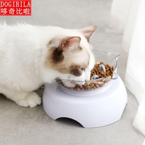 New pet single bowl tilt 15 degree cat ear slow food bowl transparent and perspective, then remove and wash dog bowl cat bowl