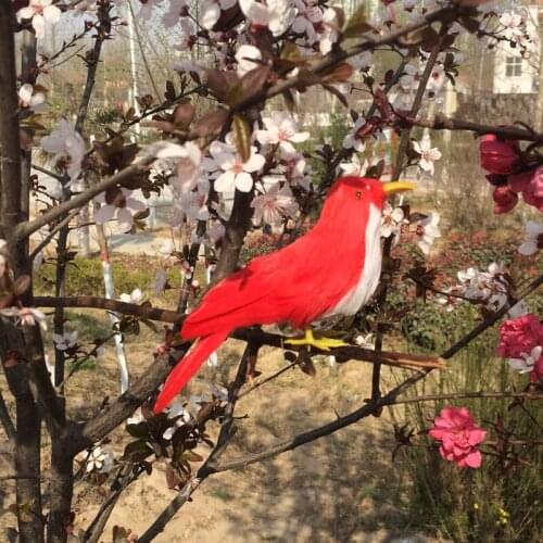 New simulation small bird model polyethylene & furs red bird doll gift about 13cm 2171