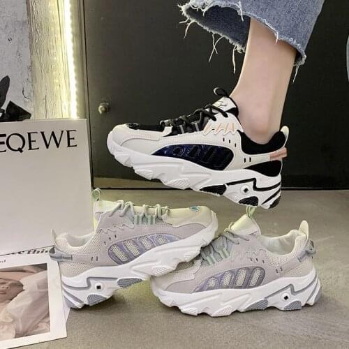2020 new spring and autumn thick bottom color matching fashion old shoes breathable all-match sports casual shoes female X480