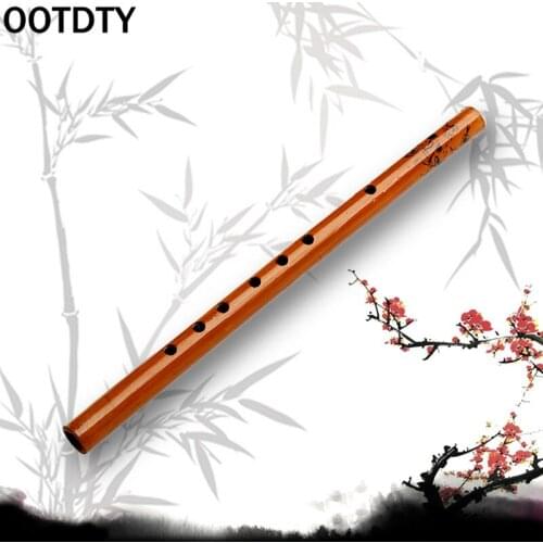 OOTDTY Traditional 6 Hole Bamboo Flute Clarinet Student Musical Instrument Wood Color
