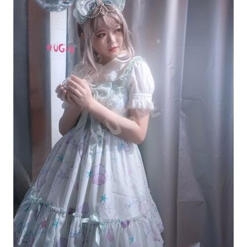 Star Fish & Shells ~ Sweet Printed Lolita Dress Sleeveless Midi Party Dress