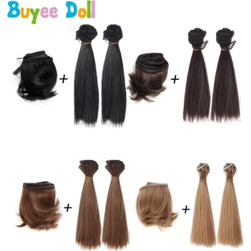 1 Set 5cm Fringe and 2pcs of Straight Wig for BJD Doll DIY Material Thickening Hair Multicolor for 1/3 1/4 1/6 Doll Accessories