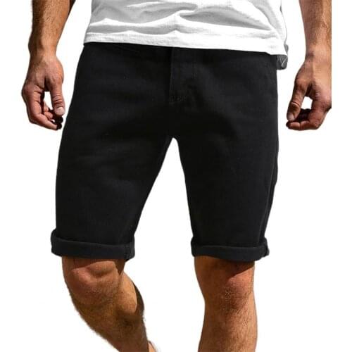 Hot 2021 Summer Men Shorts Solid Color Knee Length Mid Rise Loose Shorts for Party Casual Shorts Mens Denim Man Home Shorts
