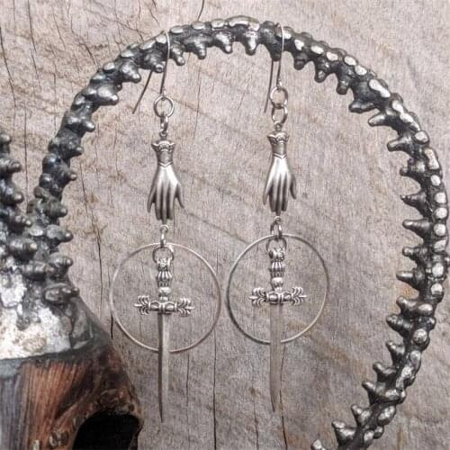 Spooky,Sword Earrings,Silver Plated,Gold,Goth, Jewelry, Witchy,Oddities,Black,Gothic,Gift,Victorian,Dramatic,Dagger