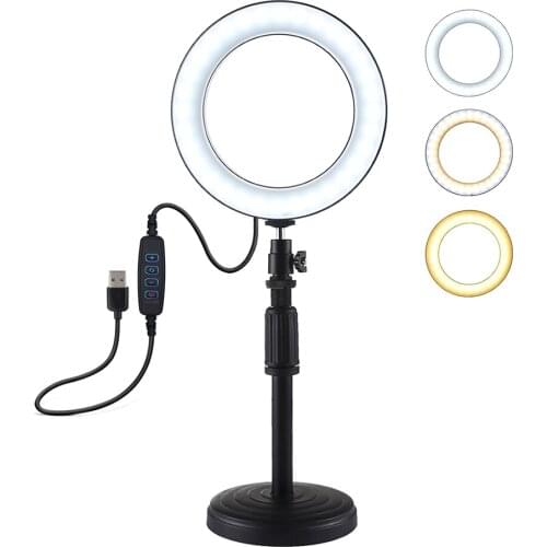 Photography 3.5/4.7inch Dimmable LED Ring Light with Mini Holder Brightness Adjustable for Live Streaming Selfie Video Shooting