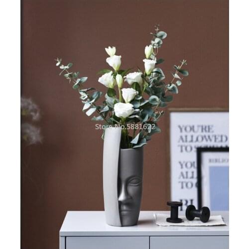 Nordic Modern Face Art Vase Living Room Ceramic Flower Home Decoration Flower Vases for Homes