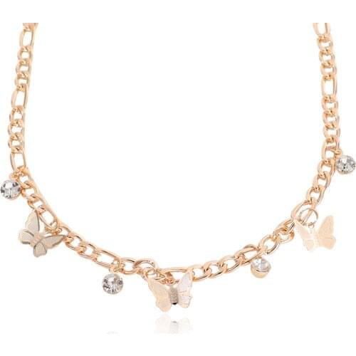 YWZIXLN Boho Punk Bijoux Femme Cute Butterfly Crystal Pendant Fashion Necklaces Jewelry For Women Elegant Accessories N076