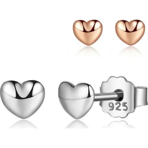 925 Sterling Silver Heart Stud Earrings For Women Grils Wedding Gift Female pendientes mujer moda eh1408