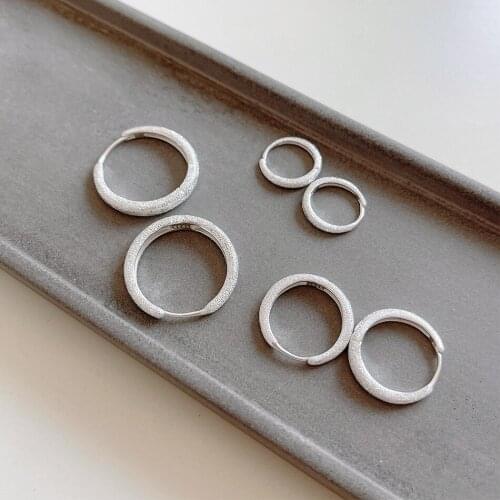15mm 20mm 25mm 100% Authentic 925 Sterling silver glistening dull polish Circle Loop hoop Huggie earrings FINE jEWELRY tlE2205
