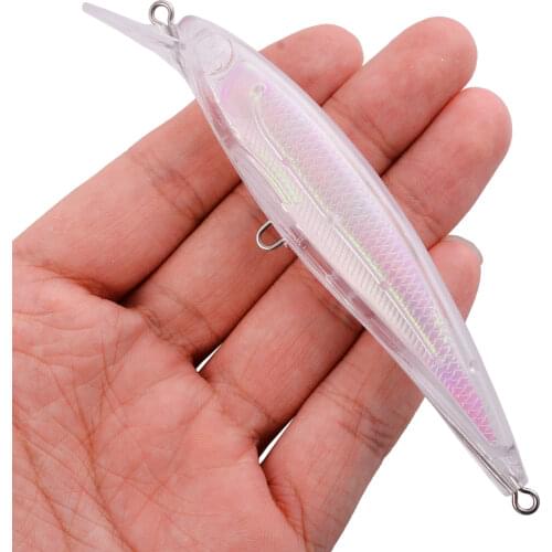 5pcs Transparent Baits Blank Hard Baits 3D Unpainted Fishing Lure Bodies Minnow Wobbler