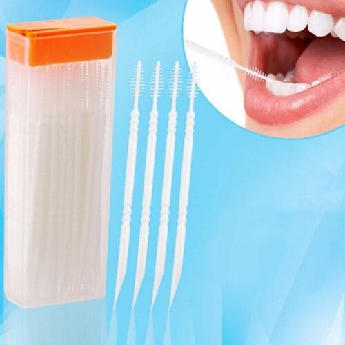 50pcs/box Double Head Dental Floss Interdental Toothpick Brush Brush Teeth Stick Dental Oral Care Toothpicks Floss Pick