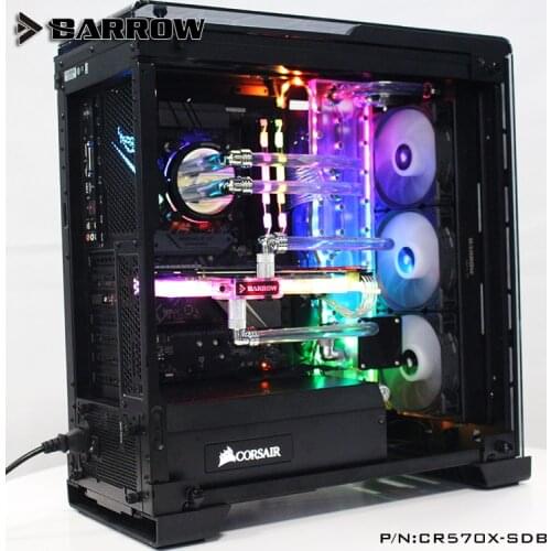 Barrow Acrylic Board as Water Channel use for CORSAIR 570X / 500D Computer Case use for Both CPU and GPU Block RGB Light 3PIN