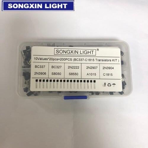 BC337 BC327 2N2222 2N2907 2N3904 2N3906 S8050 S8550 A1015 C1815 Transistor Assortment Kit 10value 200PCS,Transistors Box Pack