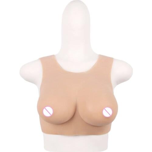 C/D/F CUP Round Collar Neck Fake Artificial Boobs Realistic Silicone Breast Forms Crossdresser Shemale Transgender Drag Queen 1G