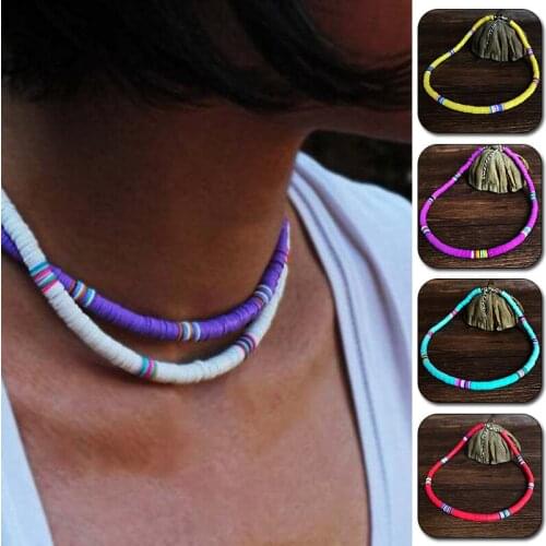 1PC Soft Clay Women Necklace Jewelry Pendant Colorful Present Gift Fashion Bohemia Short Chain Women Accessories Fashion Chain