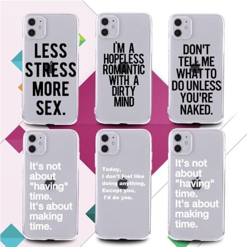 Artistic Cool Quote Funny Words Transparent Phone Case For iPhone 11 12 Pro Max Mini X XS XR 7 8P Clear Shockproof Back Cover
