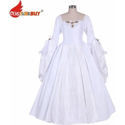Costumebuy Tudor Queen Elizabeth Versailles Gothic Dancing Dress Anne Boleyn Girl White Dress Ball Gown Drama custom made