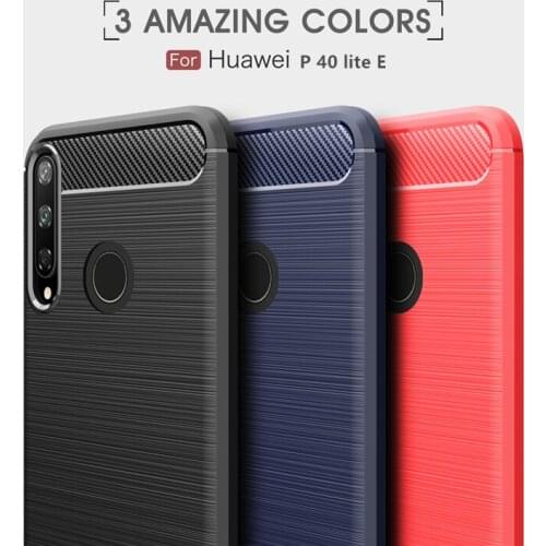 For Huawei P40 lite E Case Carbon Fiber Anti-knock Shockproof Silicone Case For Huawei P40 lite E Cover For Huawei P40 lite E